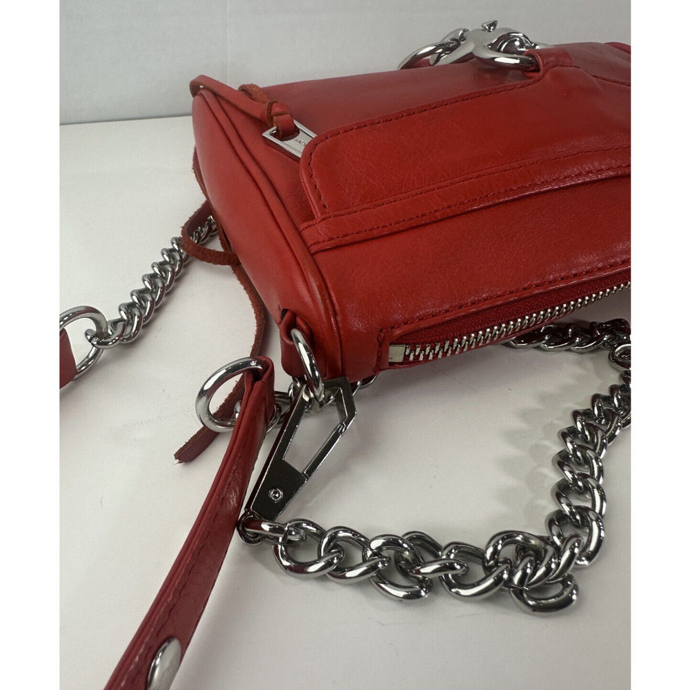 Rebecca Minkoff Mini Mac Crossbody Bag Red Leather Purse Chain Strap Studded - Picture 9 of 16